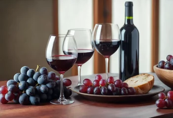 Fotobehang Wine and Grapes: A Taste of Elegance © Beniamin