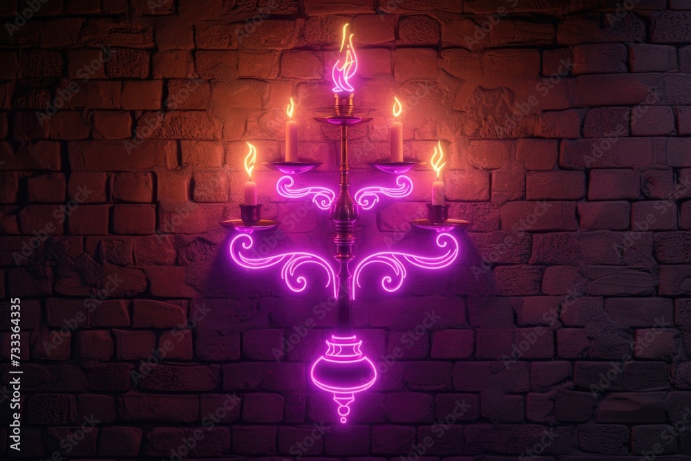 Poster a wall with a bunch of lit candles. can be used as a background or for creating a cozy atmosphere