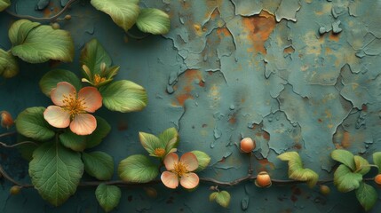 Obrazy na Plexi  Kwiaty i liście wiją się na odpadającej ścianie