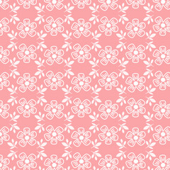 Seamless floral vector pattern on pink background. Vector illustration