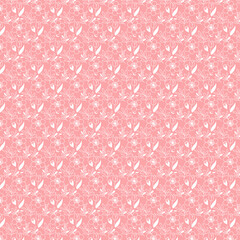 Seamless floral vector pattern on pink background. Vector illustration