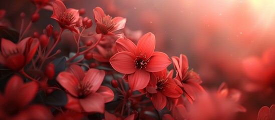 Vibrant Red Blossoming Flowers in Spring Captivate with Heartfelt Elegance