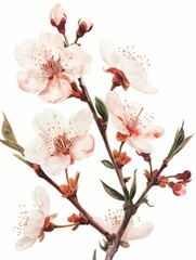 Spring's fleeting moments: An illustration of a cherry blossom branch with delicate flowers