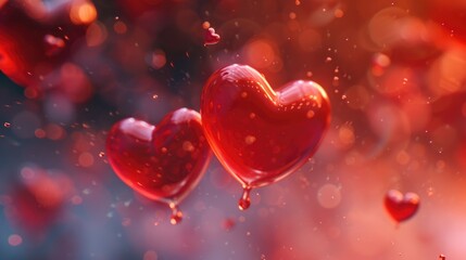 A beautiful image featuring a bunch of red hearts floating in the air. Perfect for expressing love and affection. Ideal for Valentine's Day promotions