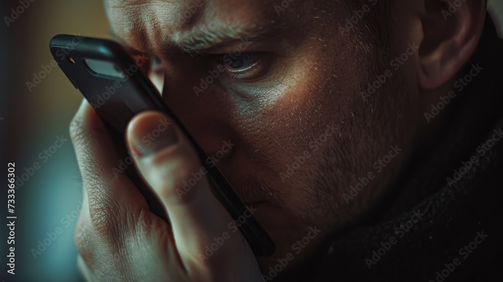 Poster close up of a person holding a cell phone. suitable for technology-related projects and communicatio