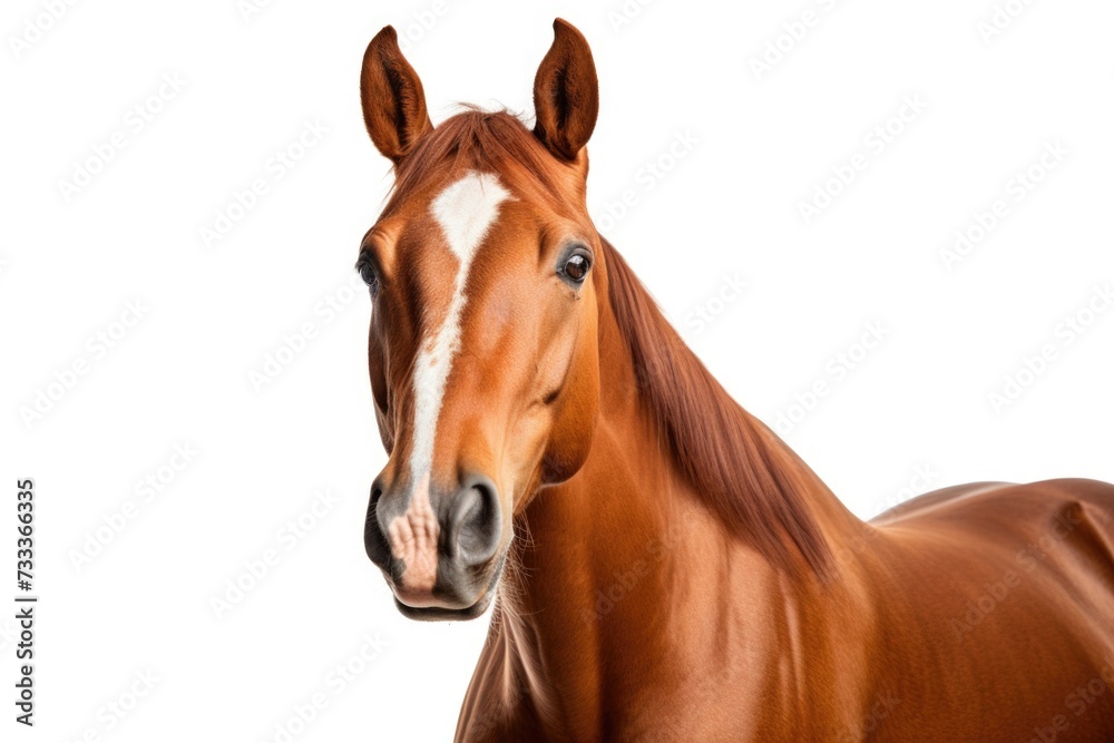 Aufkleber a brown horse with a distinctive white stripe on its face. this image can be used to represent farm 