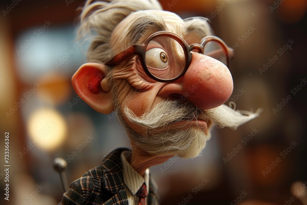 Aufkleber A close-up view of a person with glasses and a mustache. This image can be used in various contexts