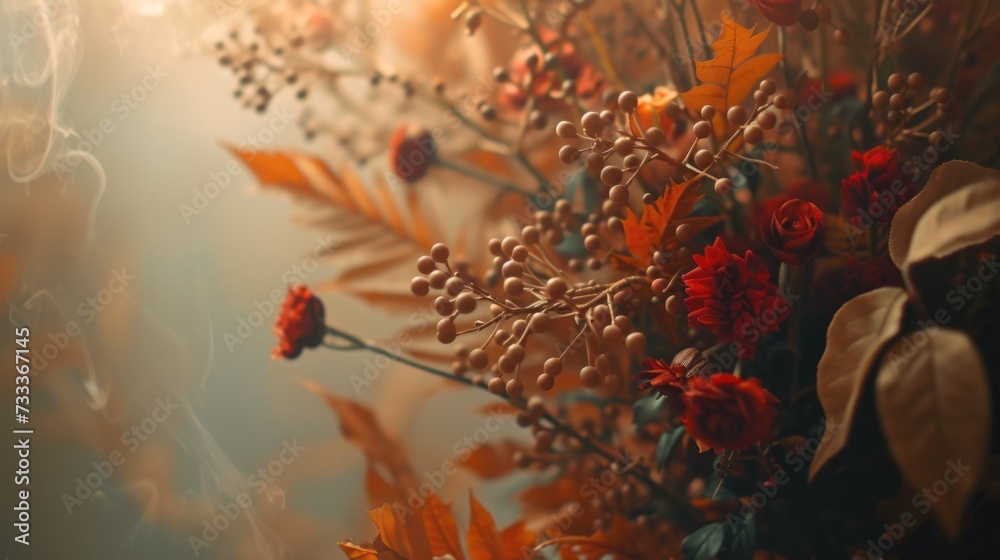 Poster A close-up view of a beautiful bunch of flowers. Perfect for adding a touch of nature to any design or project