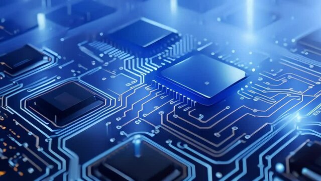 chip work with track illumination. close-up electronics work. IT technology.  Generative AI