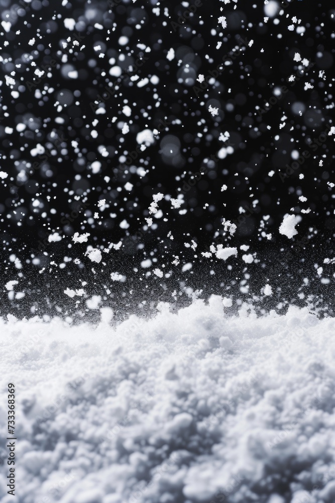 Poster a captivating black and white photo capturing the beauty of snow falling. perfect for adding a touch