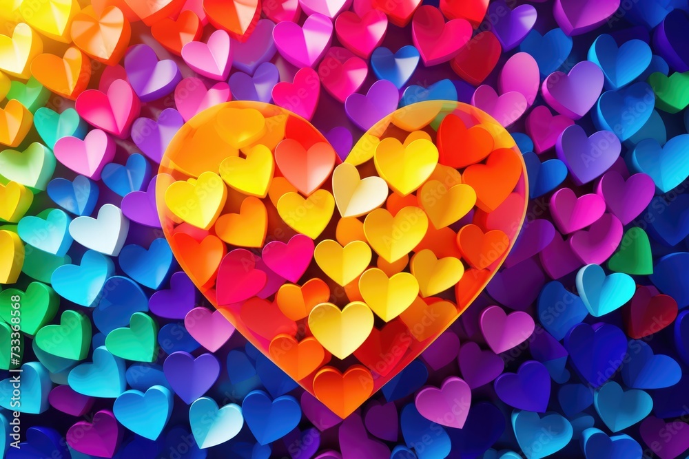 Poster a heart made out of many different colored hearts. perfect for expressing love and affection. can be