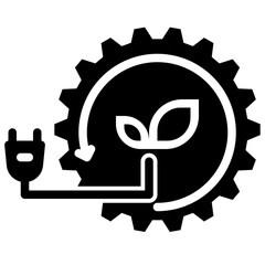 green power process and gear glyph style icons