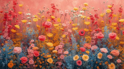 Obraz na płótnie Canvas Obraz pola pełnego kwiatów