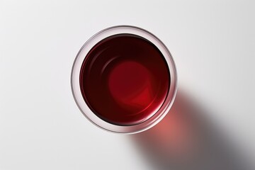 Top view of red wine glass with shadow.