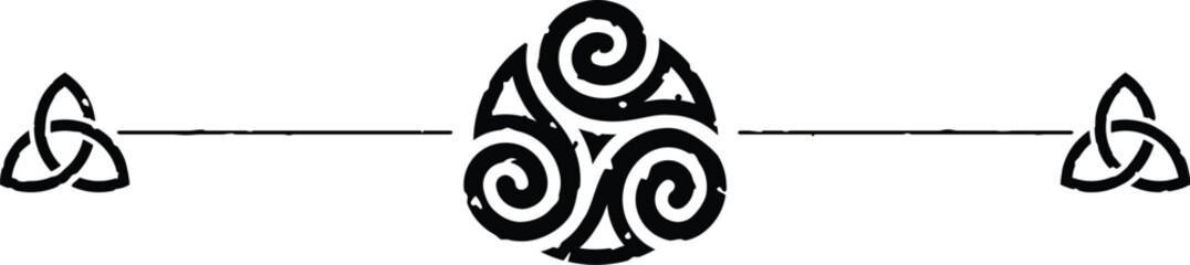 Celtic Symbols Header with Inverted Triskele and Triquetra - obrazy, fototapety, plakaty
