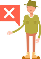 Male Character and Wrong Mark
