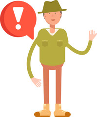 Male Character and Error Sign
