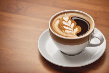 Photograph of a Delicious Coffee Cup Indoors 