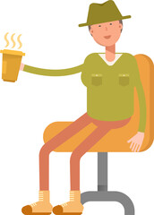 Male Character Drinking Coffee
