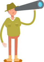 Male Character Using Binoculars
