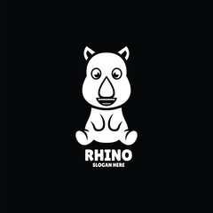 cute rhino silhouette logo design illustration