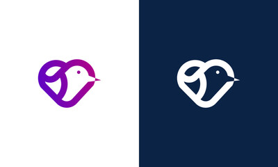 bird icon and love logo design vector