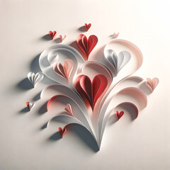 Elegant Paper Heart Sculpture on Neutral Background