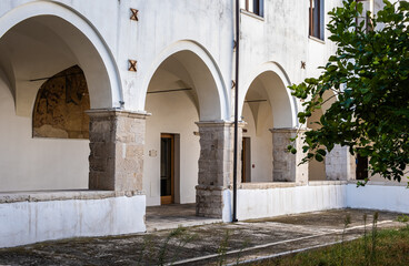 Fototapeta na wymiar Monumental complex of ex San Francesco della Scarpa, historic center of Bari, Puglia region (Apulia), Italy, September 18, 2022