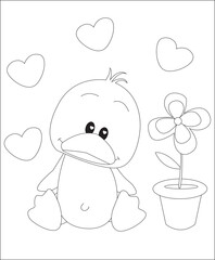 Funny Cute birds coloring page for kids 