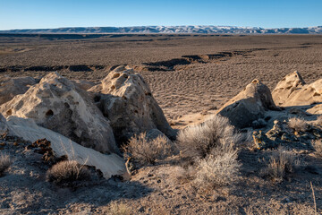 Owyhee Idaho desert in winter with distant mountains