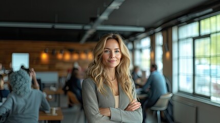 Business woman and team in the background. Generative AI