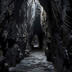 Fototapeta na wymiar Mysterious Dark Cave Passage with Intricate Rock Formations
