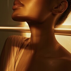 Elegant silhouette of a person in a soothing infrared sauna light therapy session