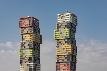 The Twin Towers in Qatar, with their bright colors and wonderful geometric shapes