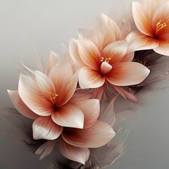 Flowers on a gray background with reflection. Floral background.