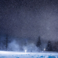 Snow Storm. Winter scene snowfall in the woods. Abstract Snowfall