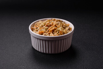Delicious boiled beef or pork tongue sliced with carrots, onions, sour cream and spices