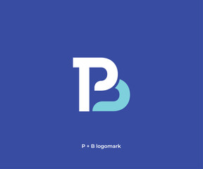 Minimalist clean P and B logo design - unique tech logomark