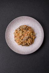 Delicious boiled beef or pork tongue sliced with carrots, onions, sour cream and spices