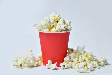 Popcorn in a red paper cup