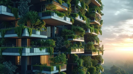  Modern and eco-friendly skyscrapers with many trees on each balcony. Modern architecture, vertical gardens, terraces with plants © Ruslan Gilmanshin