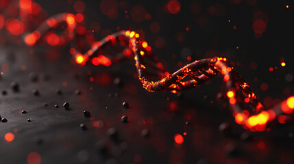 DNA double helix - Cell structure - Biology Physiology related medical red and black background