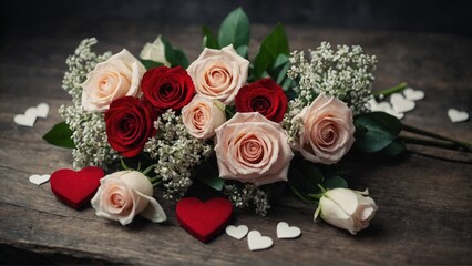 bouquet of red roses for valantine's day