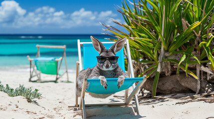 Kangaroo relax on the Australian beach - funny wired pic