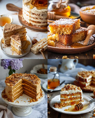 collage of cake butterscotch cookies with chocolate and nuts raisins