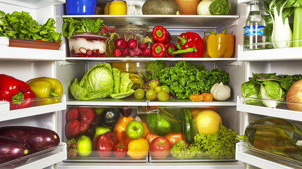 collage of vegetables in the kitchen Fridge