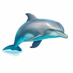 Playful Dolphin Leaping Over Water Surface in a Vibrant Illustration