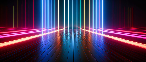 Abstract background with neon lights.