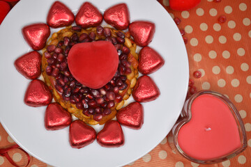 Valentine's Day is February 14th. Red hearts in all types.
Salad Pomegranate heart. Engagement.