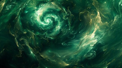 Fototapeta na wymiar Enigmatic swirls of emerald green and midnight black converging in an intricate dance, creating a mysterious and sophisticated abstract artwork. 